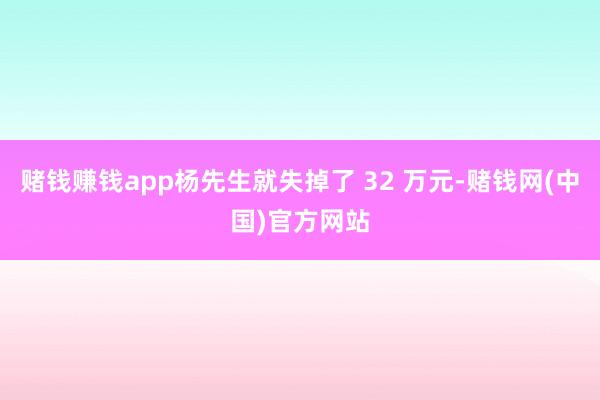 赌钱赚钱app杨先生就失掉了 32 万元-赌钱网(中国)官方网站